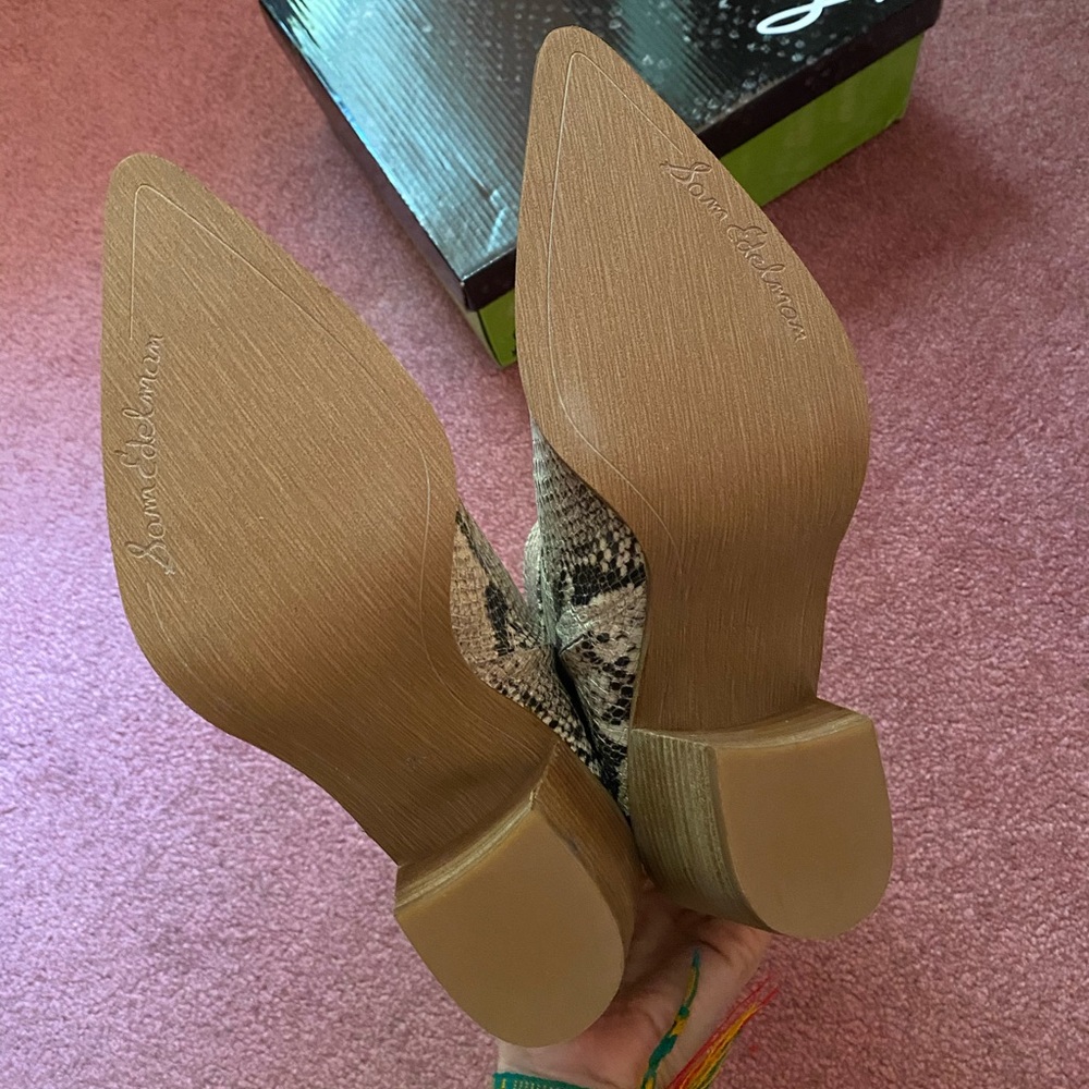 New! Sam Edelman Snakeskin-Embossed Leather Bootie - Picture 12 of 12